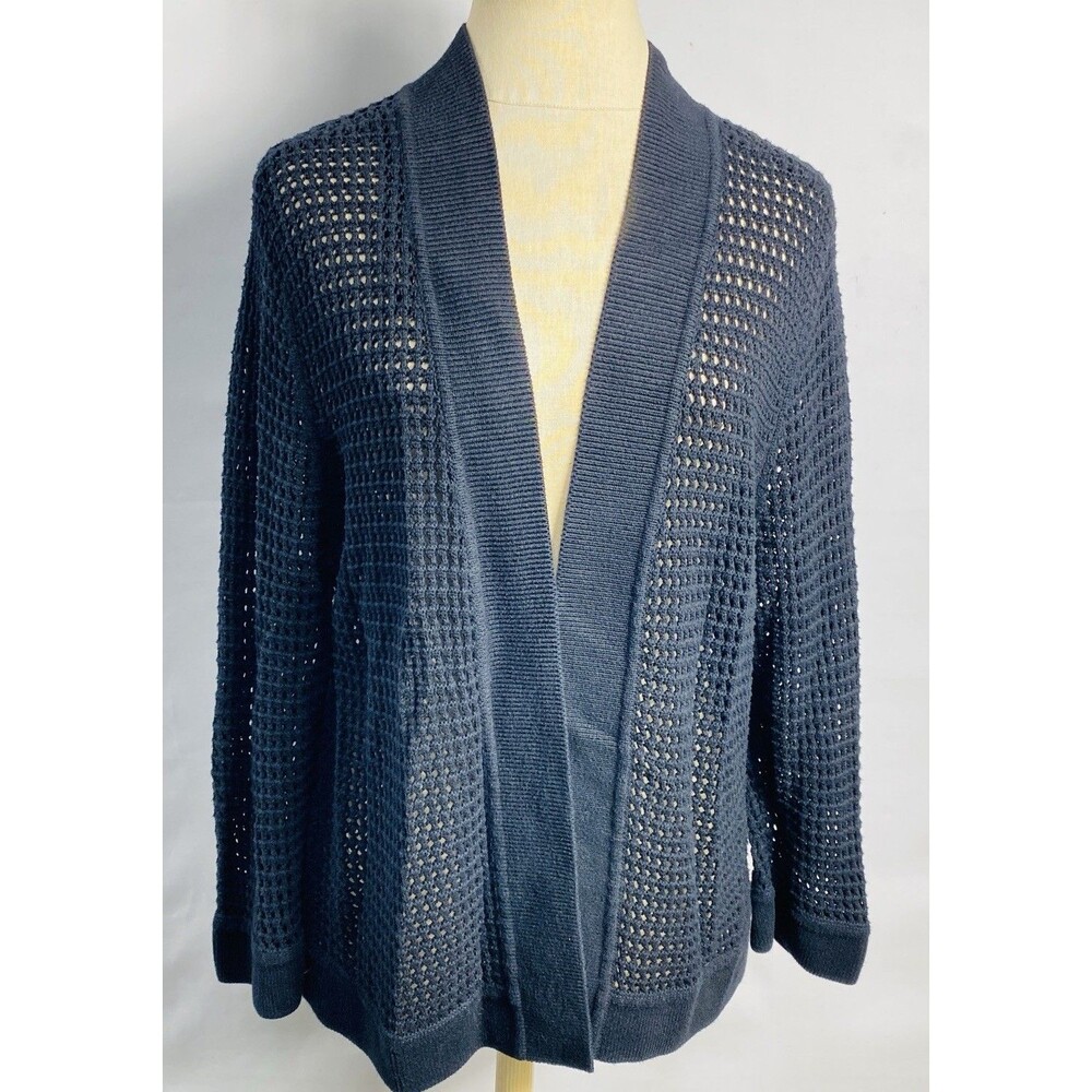 Kasper Open Knit Cardigan Black Size XL